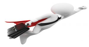 36160174 - 3d white people. super bussinesman flying with a suitcase. isolated white background.